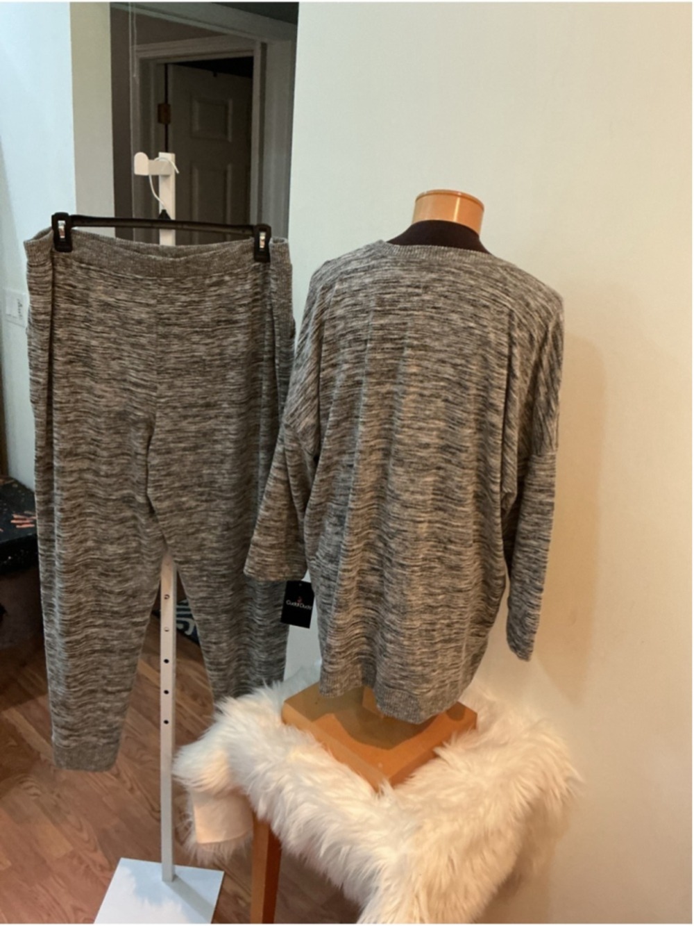 Cuddl Duds Lounge Set 2PC Gray Space Dye Pajama Set Size 2X NWT Cozy Soft - Picture 4 of 14